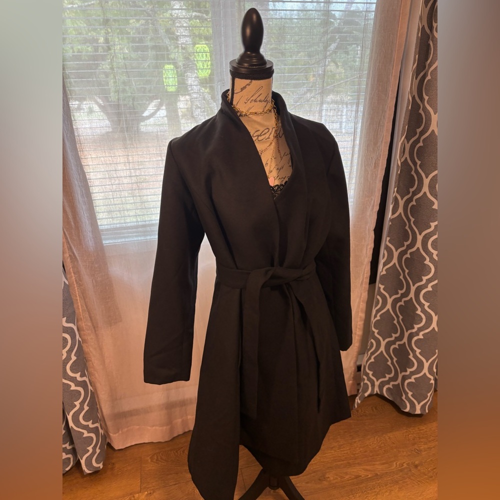 H by Halston Black Trench Coat